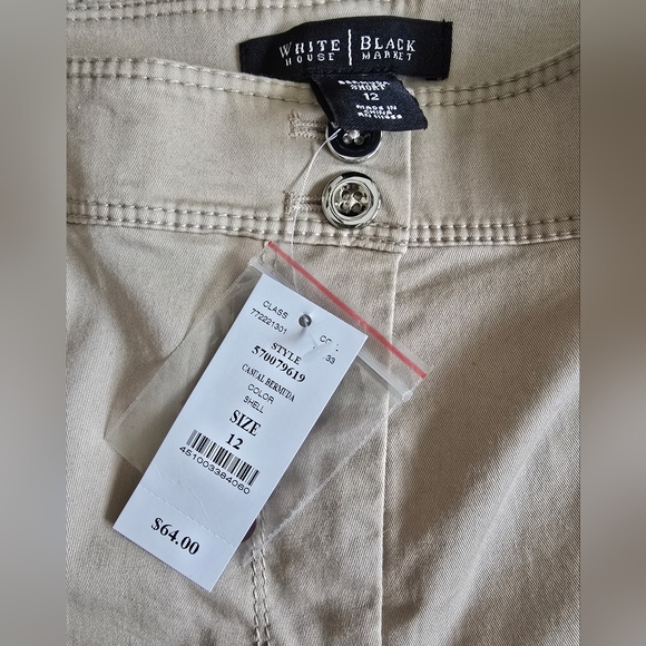 White house black market women's sz. 12 beige khaki Bermuda shorts NWT - Picture 6 of 6